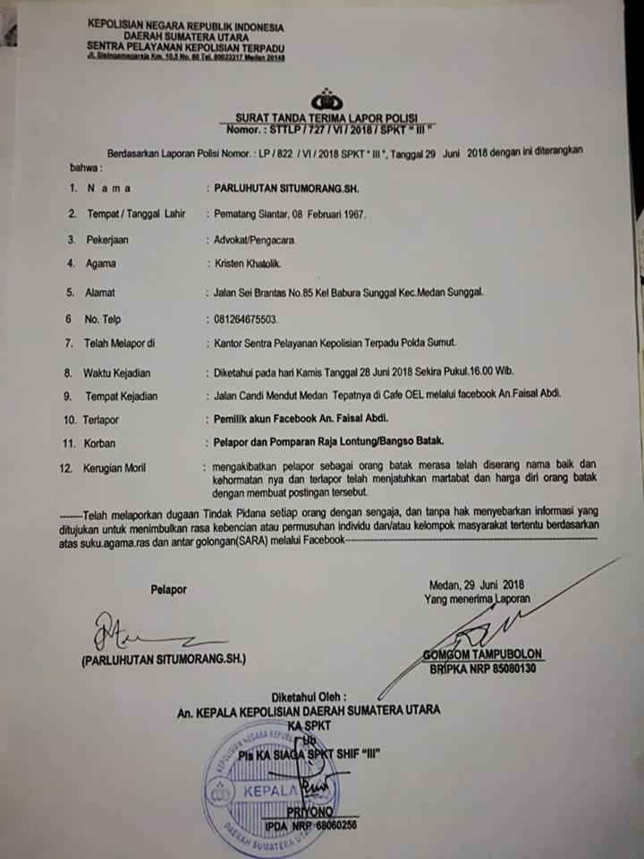 laporan penghina suku batak